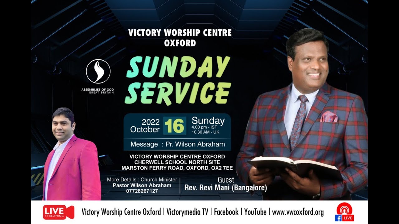 VWC OXFORD SUNDAY SERVICE | REV.RAVI MANI | 16/OCT/2022  PR.WILSON ABRAHAM | വിക്ടറിമീഡിയ ടിവി ലൈവ്