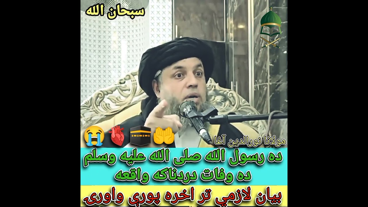 ده رسول الله صلی الله عليه وسلم ده وفات دردناکه واقعه 😱🥺🤲🕋 maulana nooruddin agha #viral #foryou 
