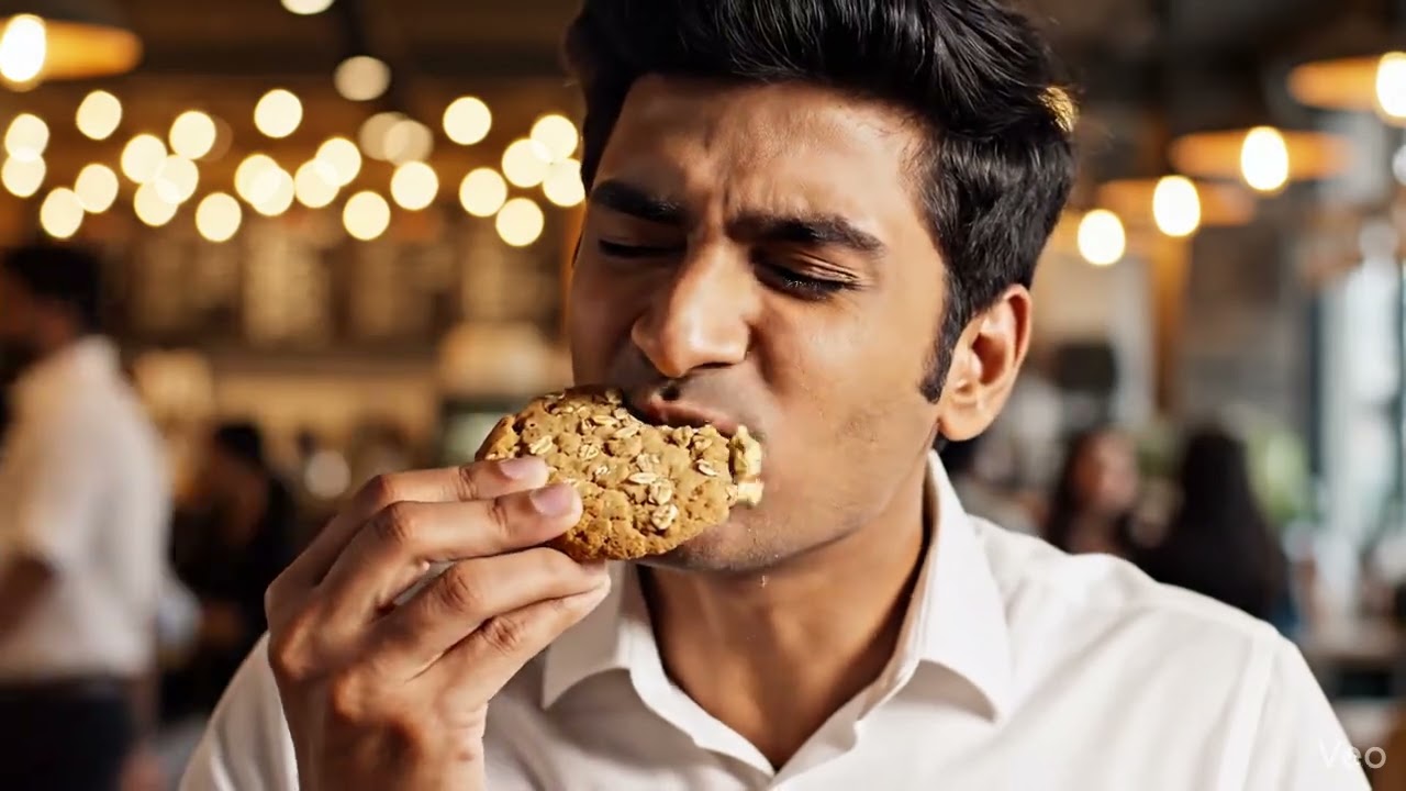 Indian Man Eats Oats Cookie