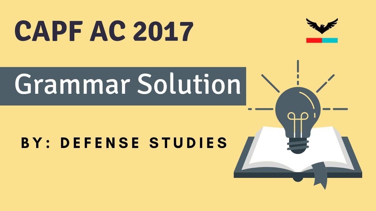 CAPF AC ENGLISH GRAMMAR 2017 | CAPF PAPER 2