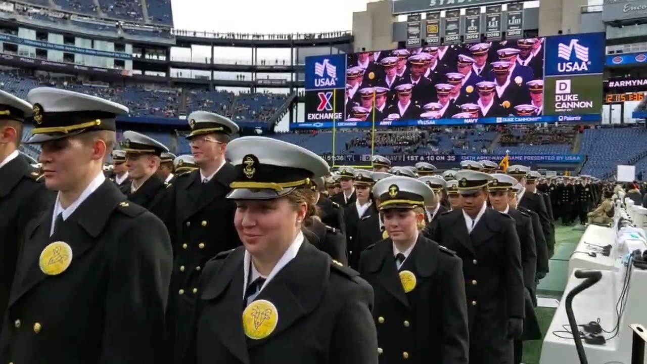 USNA Naval Academy March On at 2023 Army-Navy Game at Gillette Stadium
