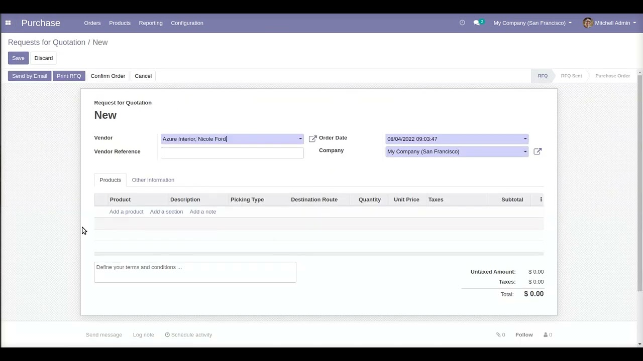 Purchase Order Route Odoo App