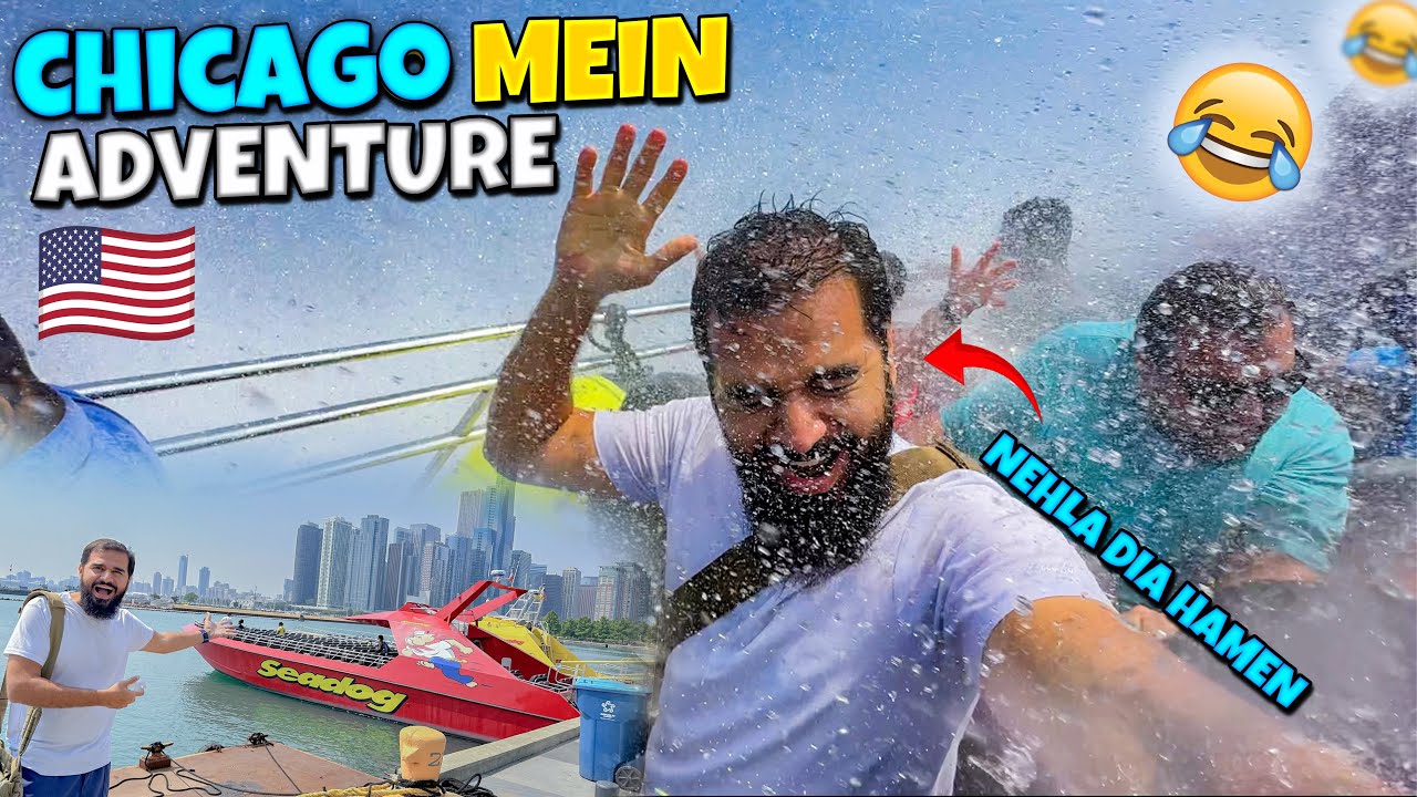 Chicago mein speed boating kar li 🚤😂 purey geeley hogae hum log 💦