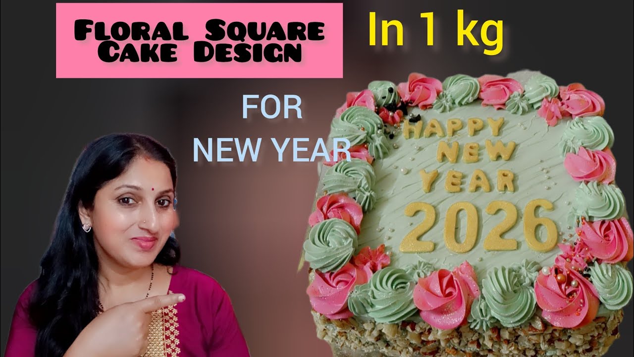NEW YEAR ANOTHER CAKE DESIGN N TUTORIAL | Floral Design #2026 #newyear  #youtubevideos 