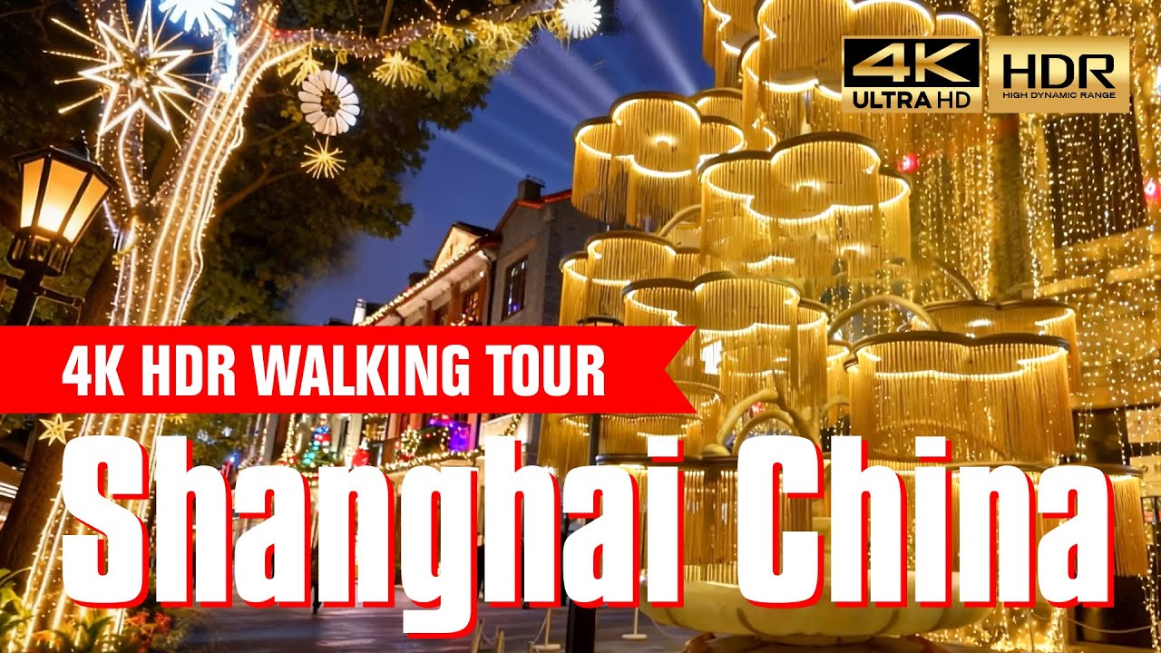 Shanghai 🇨🇳 Winter Walk: Festive Vibes in Xintiandi & Huaihai Road | 4K HDR 60fps