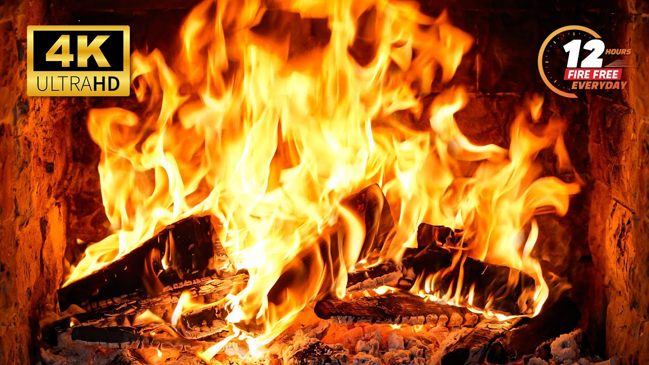 🔥 Cozy Fireplace Ambience 🔥 Fireplace Burning 4K with Crackling Fire Sounds. Relaxing Fire TV UHD.