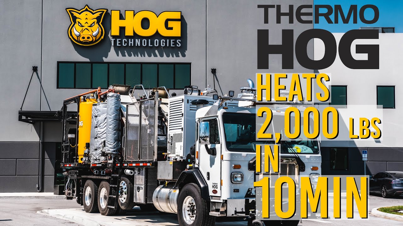 The Thermo Hog heats 2,000 lbs of thermoplastic in 10 minutes