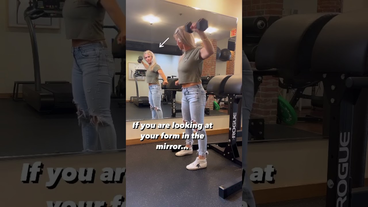 Watching your form is a good thing. But be aware of your neck position when doing so.
