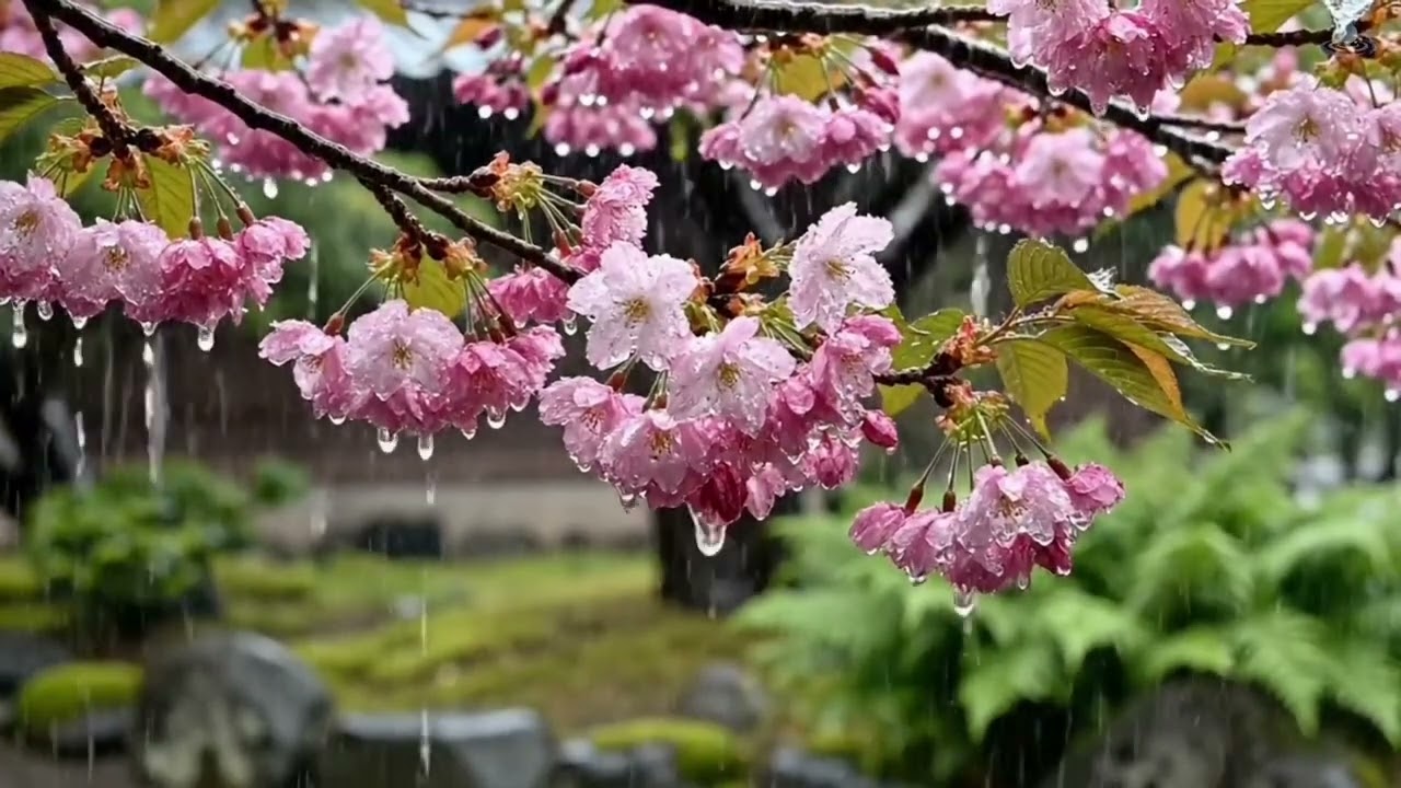Relaxing Japanese Sakura Rain 🌸 Zen Music for Deep Calm & Stress Relief