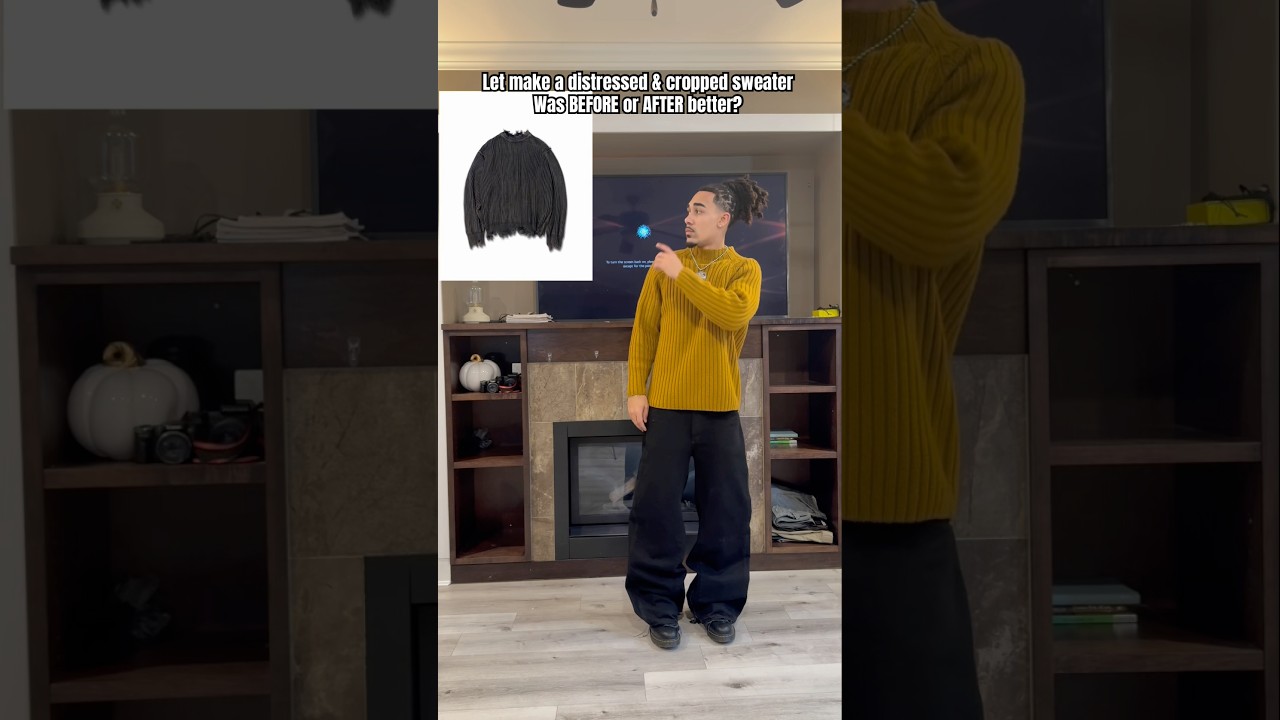 How to make a distressed and cropped sweater #howto #sweater #fashion #tutorial #distressed #crop
