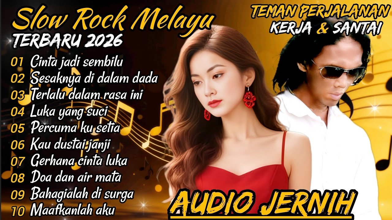 SLOW ROCK MELAYU TERBARU 2026 💔 Patah Hati - Terlalu Dalam Rasa Ini Cocok Untuk Menemani Perjalanan 