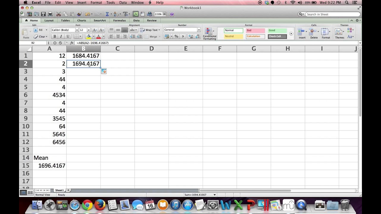 Mean Absolute Deviation Spreadsheet