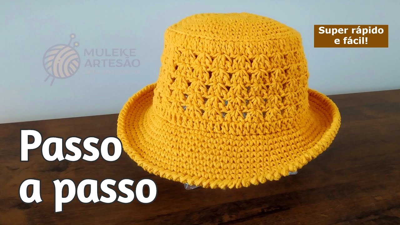 CHAPÉU DE CROCHÊ: PASSO A PASSO COMPLETO - Bucket Hat  #croche #chapeu