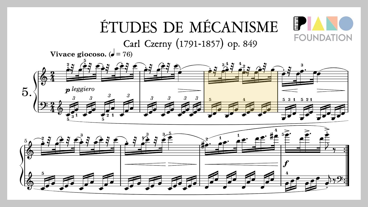 Czerny Op. 849 No. 5 at Full Speed (BPM = 76)