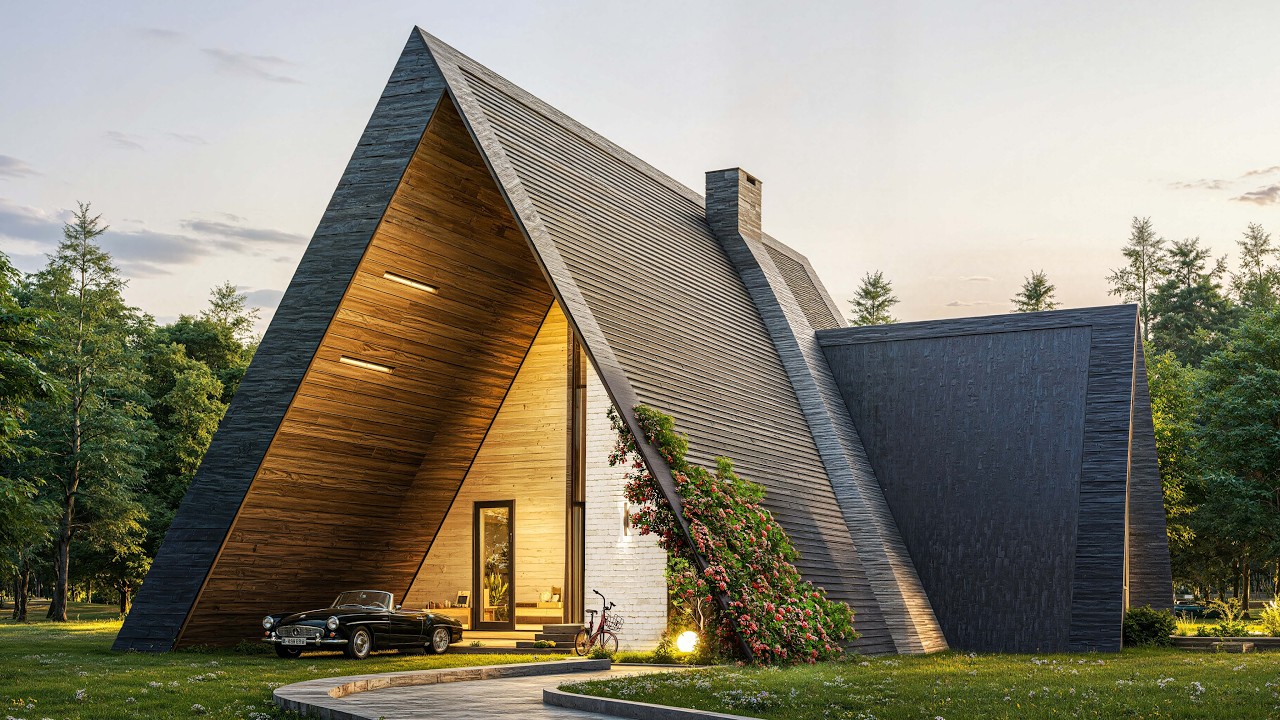 Inside a Practical A-Frame House Layout: Spacious Modern Open Living Design