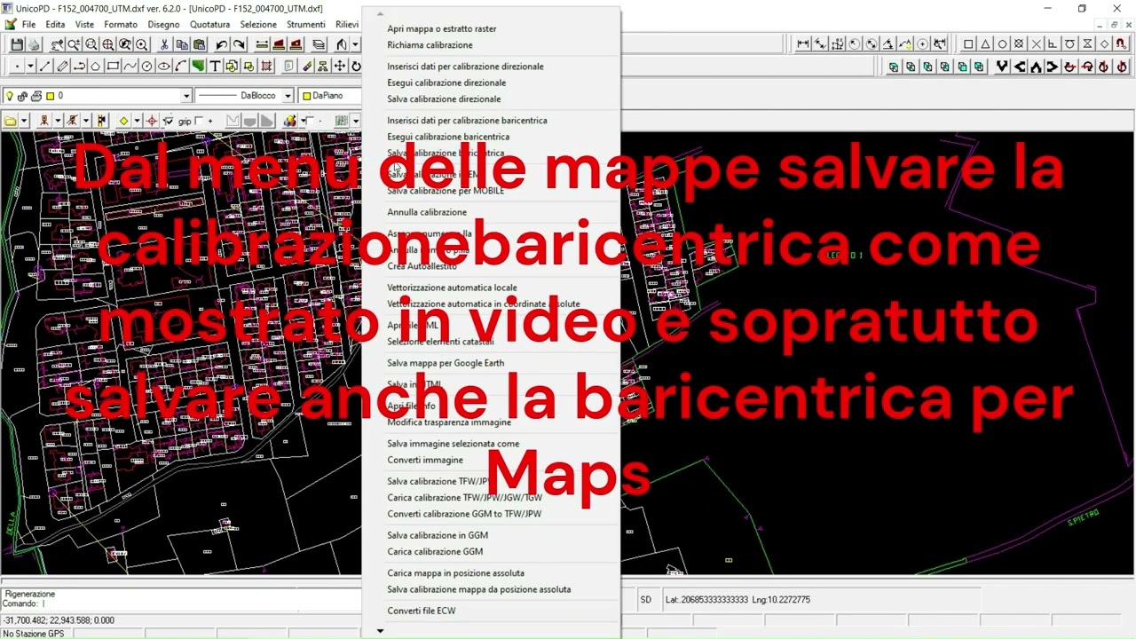 UnicoPD ver. 6.2.0 rev. 2: Georeferenziazione in Cassini per Google Maps e trasformazioni coordinate