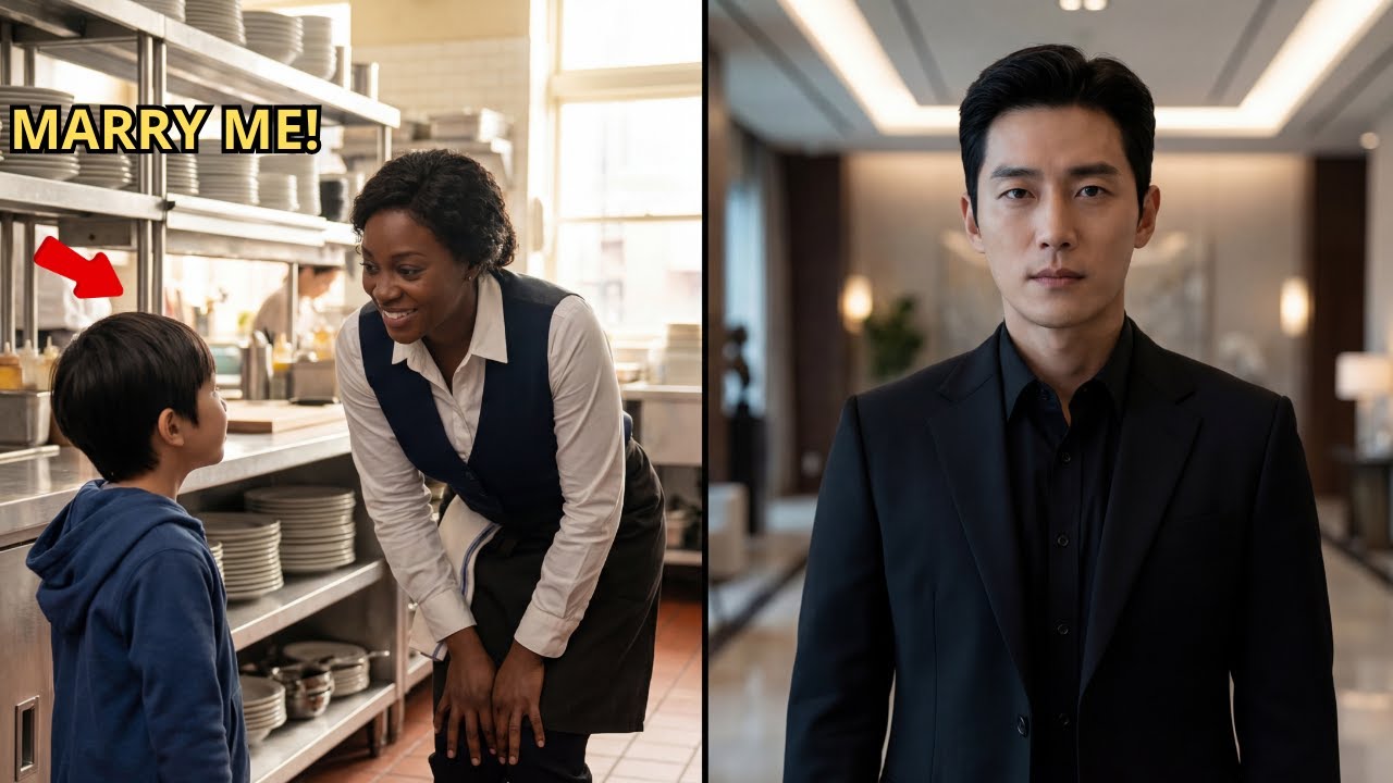 “MARRY ME,” Little Boy Says — Black Waitress Laughs, Unaware His Dad Is Korea’s RICHEST CEO!