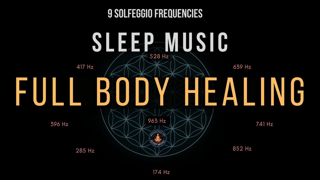BLACK SCREEN SLEEP MUSIC ☯ All 9 solfeggio frequencies ☯ Full Body Healing