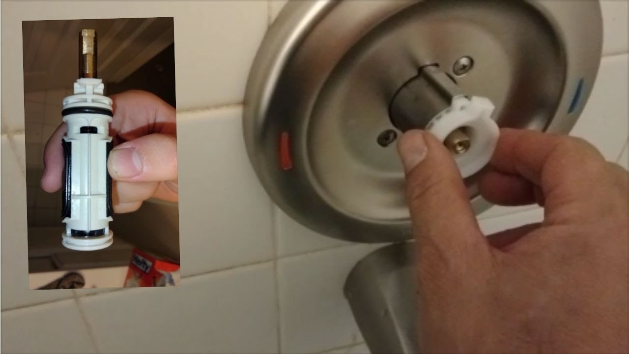 Remove And Install Moen 1222 Cartridge - Repair Moen Shower Tub  Faucet  - Set Temperature Limit.
