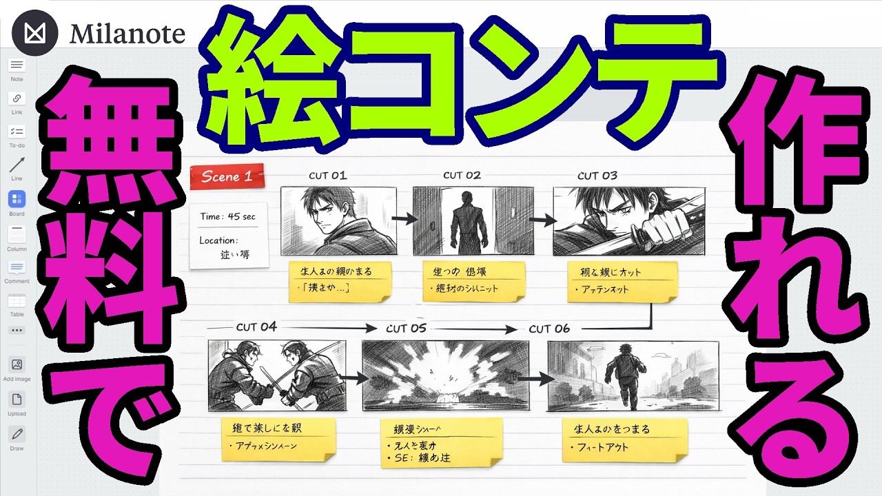 Milanoteで映画・アニメ用絵コンテを作る方法【ストーリーボード作成術】
