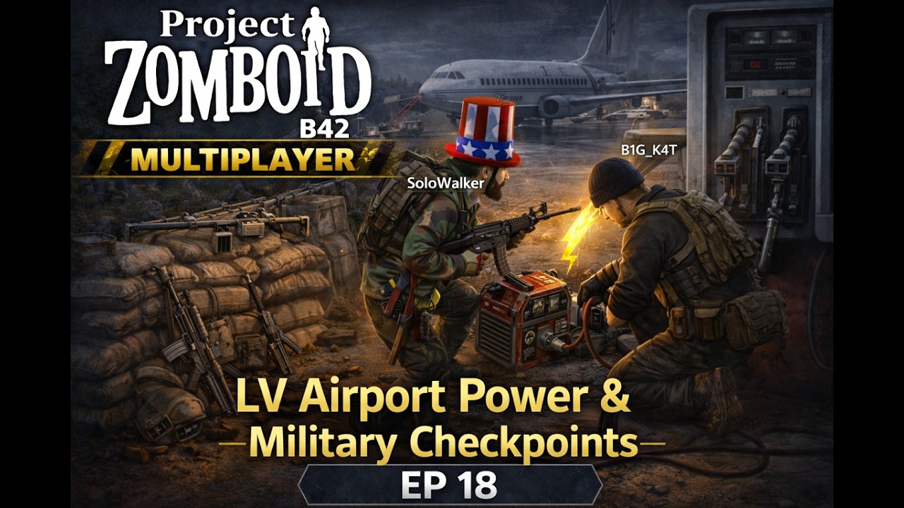 Project Zomboid B42 Multiplayer | LV Airport Power & Military Checkpoints – EP 18