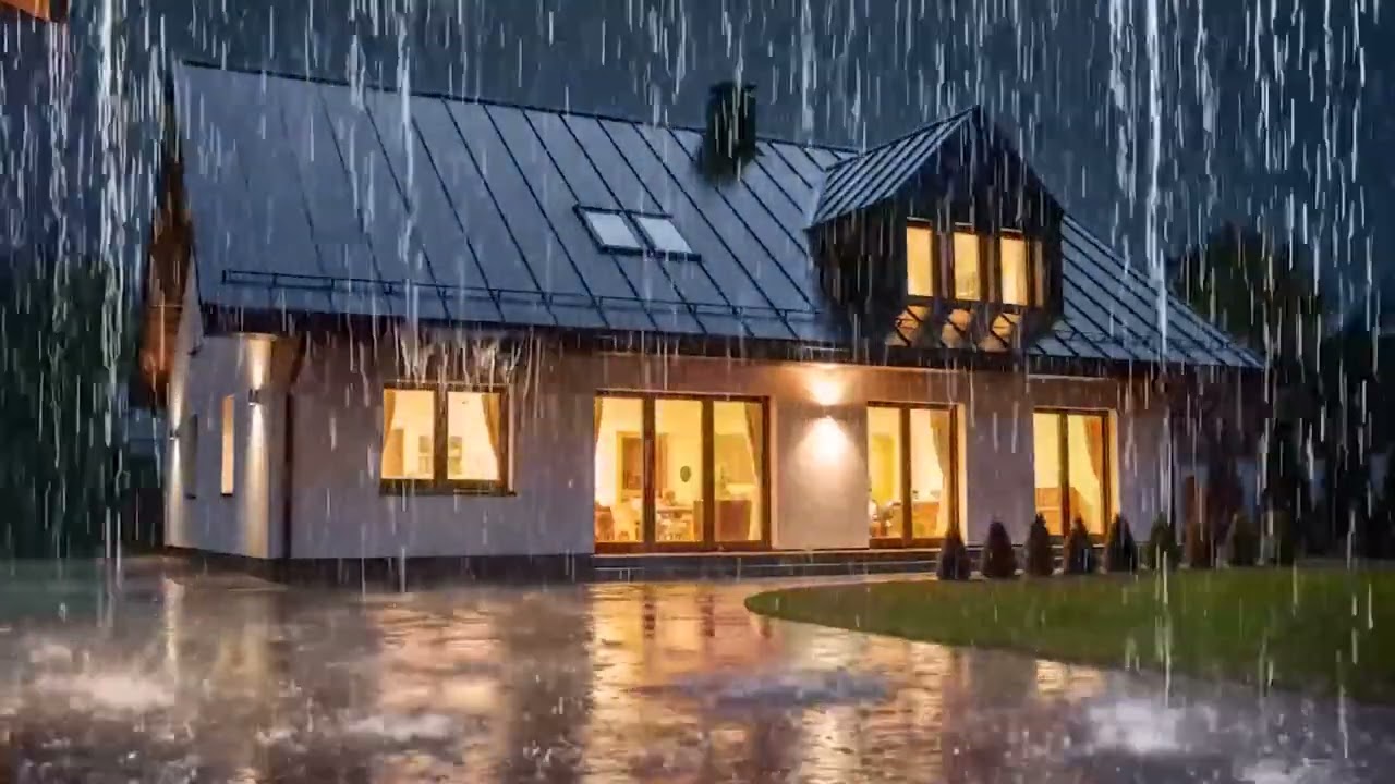 Heavy Rain Sounds at Night 🌧️ Cozy House Rain Ambience for Sleep