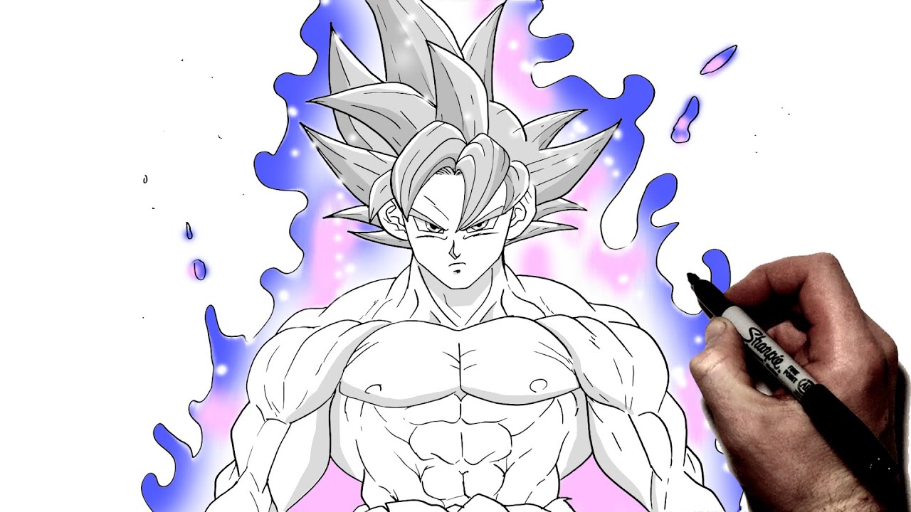 Как нарисовать Гоку Муи (мускулистого) | Пошаговое руководство | Dragon Ball
