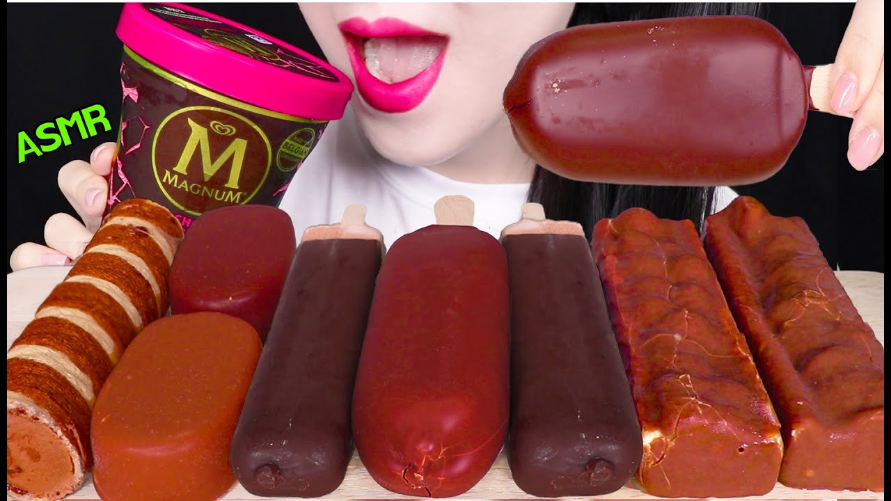 ASMR MAGNUM PINT, CHOCOLATE ICE CREAM, CRUNCHY CHOCOLATE 매그넘 파인트, 초콜릿 아이스크림 먹방 EATING SOUNDS