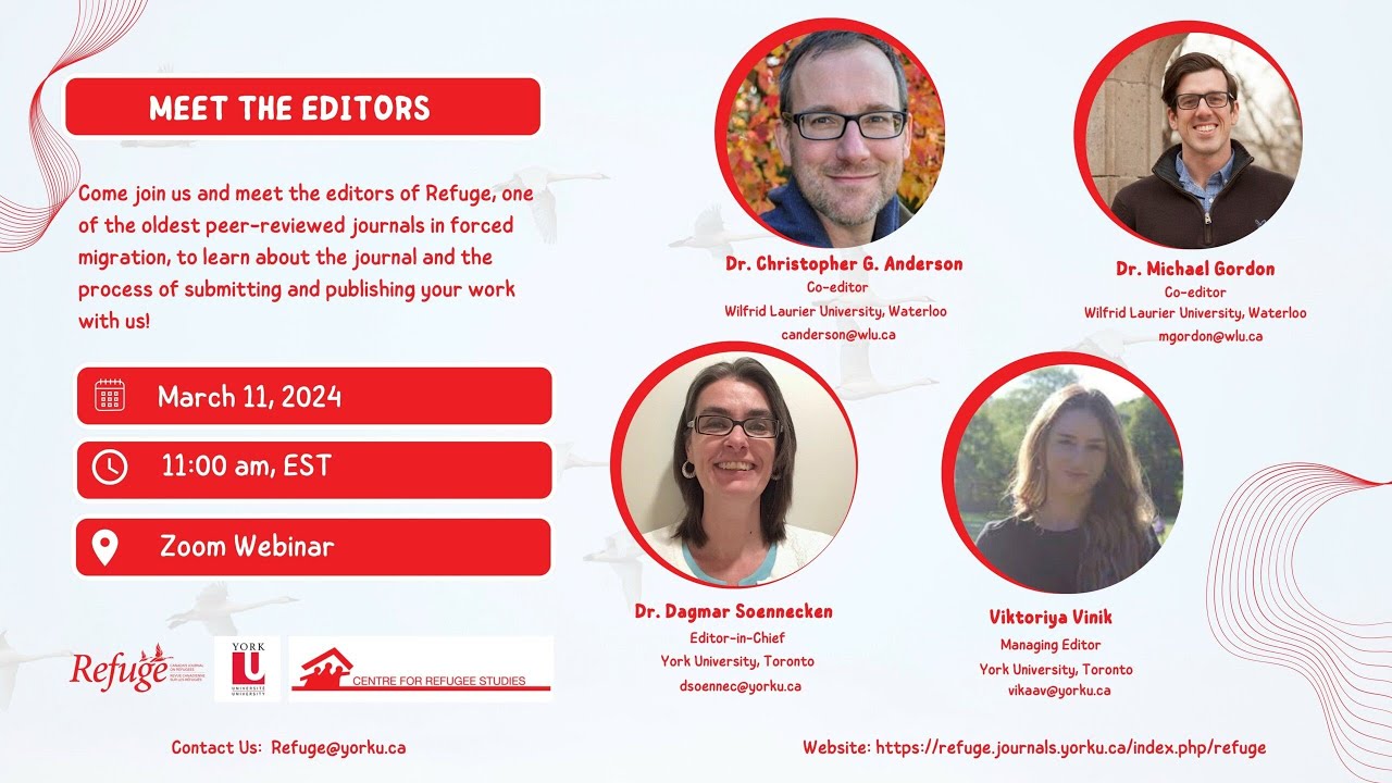 Meet the editors of Refuge: Canada's Journal on Refugees!
