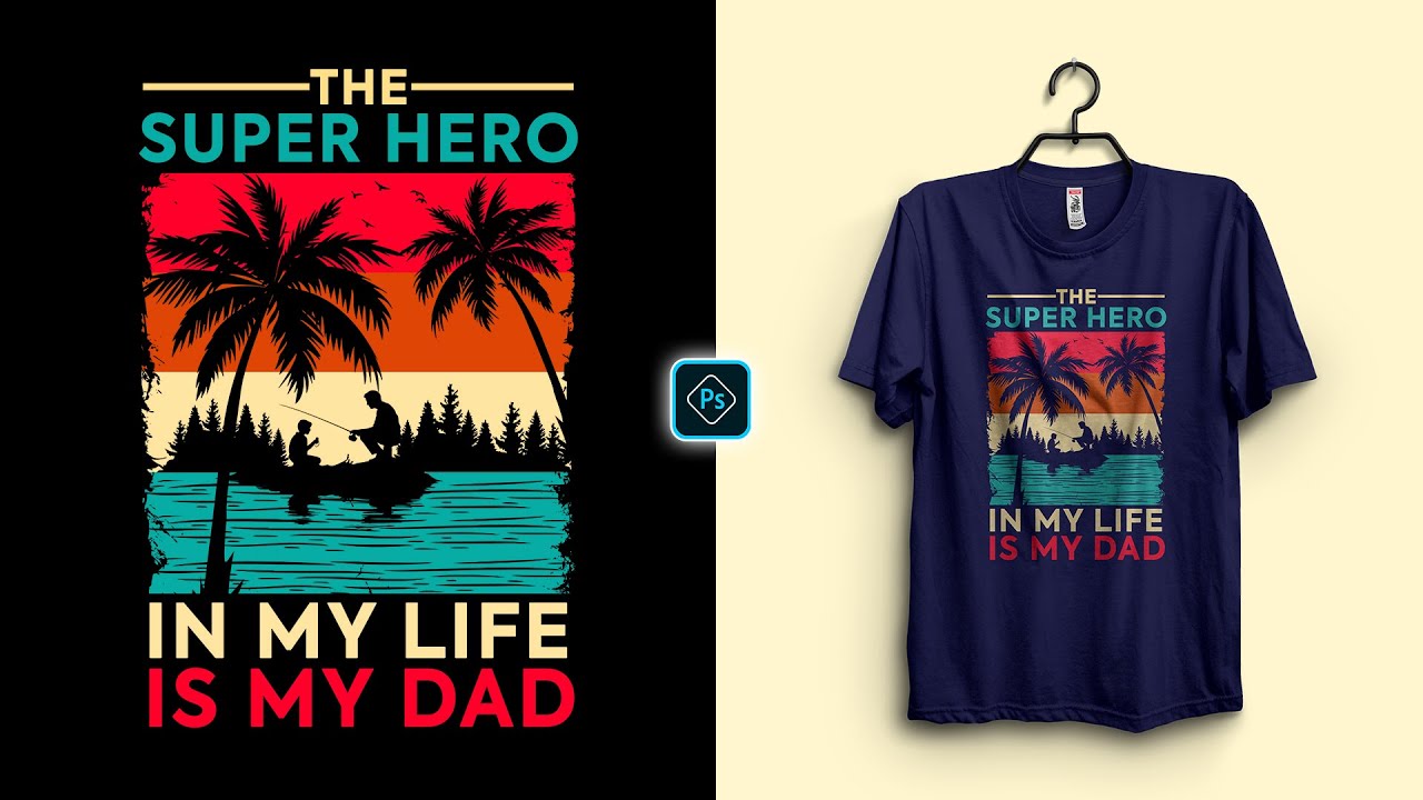 Vintage Father's Day T-Shirt Design for Redbubble in Photoshop Tutorial