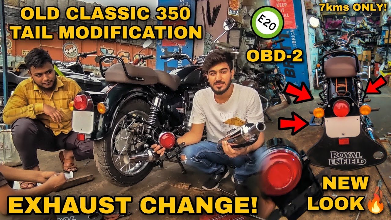 BS7 E20! INDORI EXHAUST with Mudflap | Classic 350 Reborn pe Old Classic ki TAIL LIGHT laga di! #MxK
