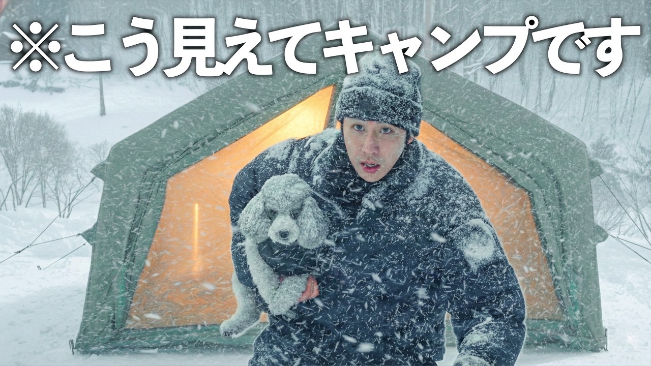 🐶【&minus;8℃】愛犬と吹雪の雪山でキャンプ。外は極寒でもテント内は天国でした。