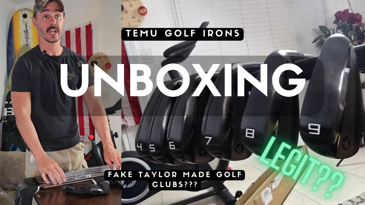 Видео распаковки поддельных клюшек для гольфа Taylor Made - айронов Temu Golf.