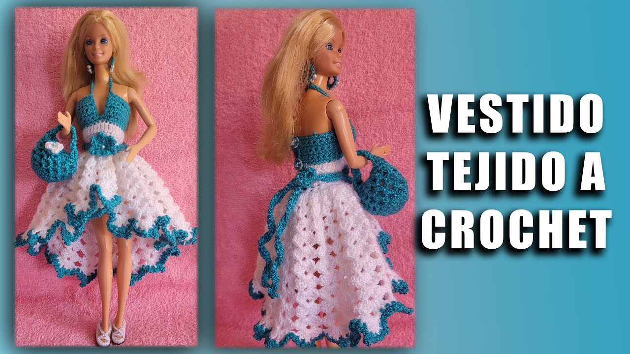 VESTIDO PARA MUÑECA BARBIE TEJIDO A CROCHET (PASO A PASO)