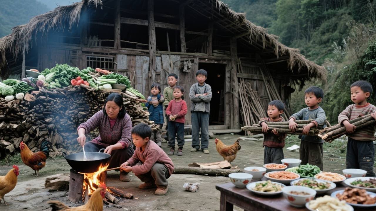 【一家七口隐居深山】孩子们真懂事，会主动帮忙分担家务，今天给他们简简单单做一道苦瓜炒肉！#农村生活#vlog
