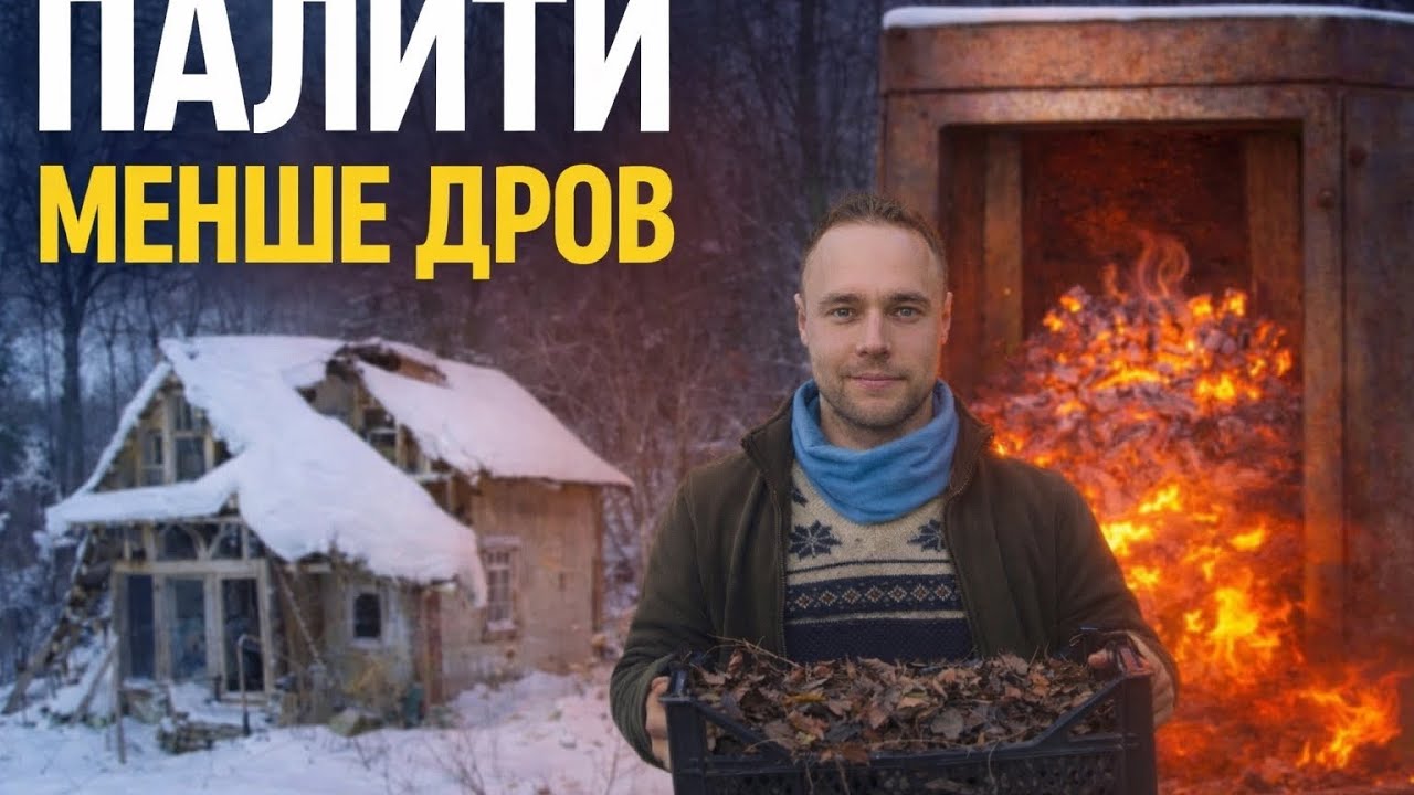 Опалення глиняної хатинки відходами з саду 