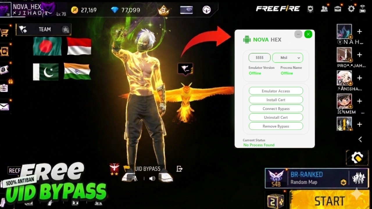 NEW FREE UID EMULATOR BYPASS OB52 SAFE 💻 FOR FREE FIRE | 100% ANTIBAN | FREE FIRE PC PANEL GRATIS 🎯