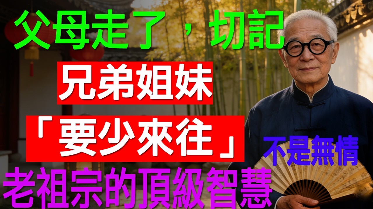 父母走了，切記！兄弟姐妹「要少來往」！不是無情，而是老祖宗的頂級智慧 。    #樂齡智慧坊#老年智慧#老年故事