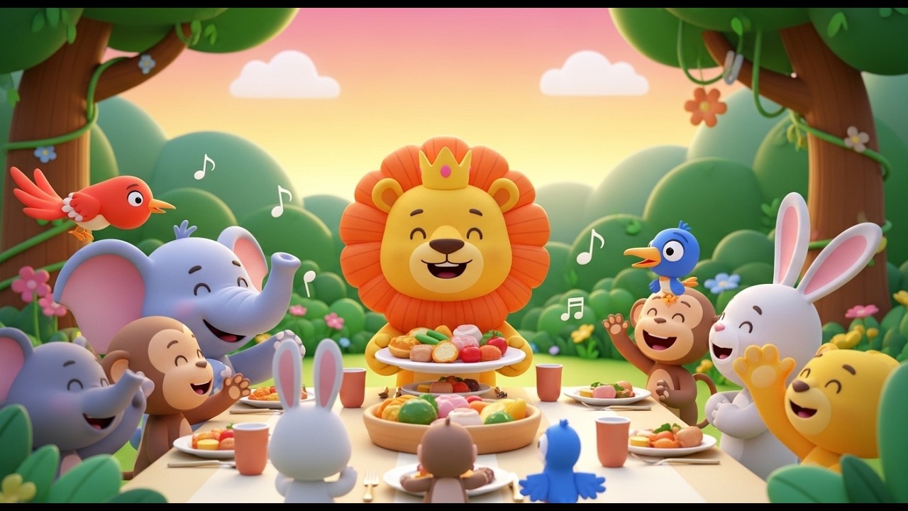 El León Invita a Cenar | Canción Infantil con Animales 🦁🍽️