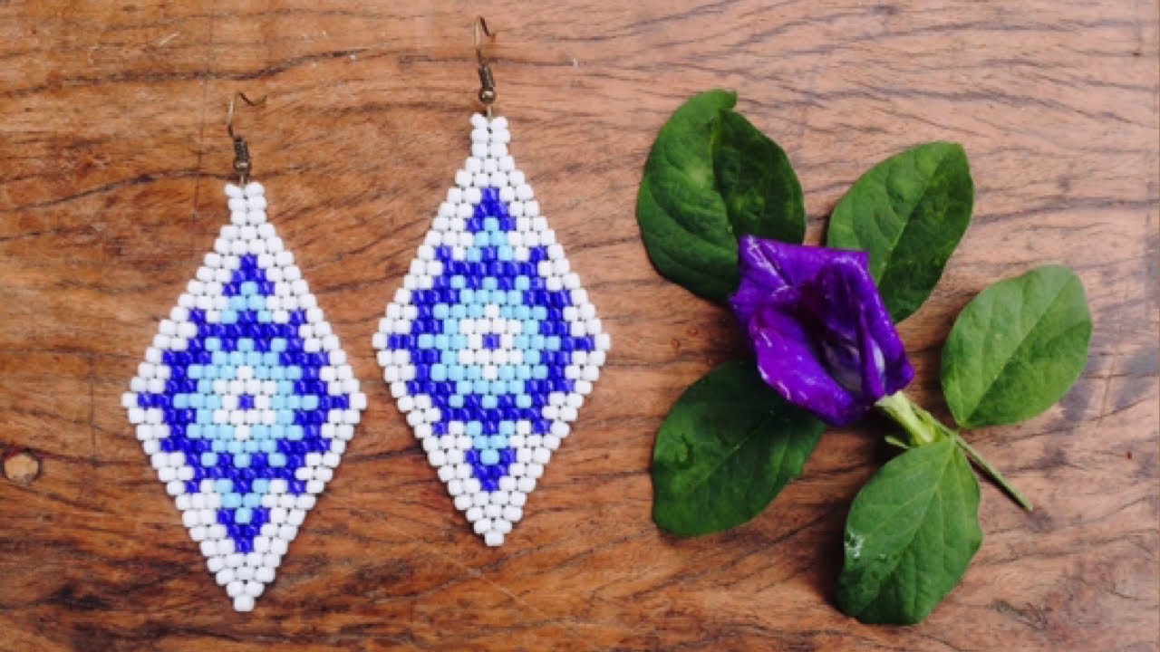 Brick Stitch Diamond Beaded Earrings | DIY Jewelry Making Tutorial