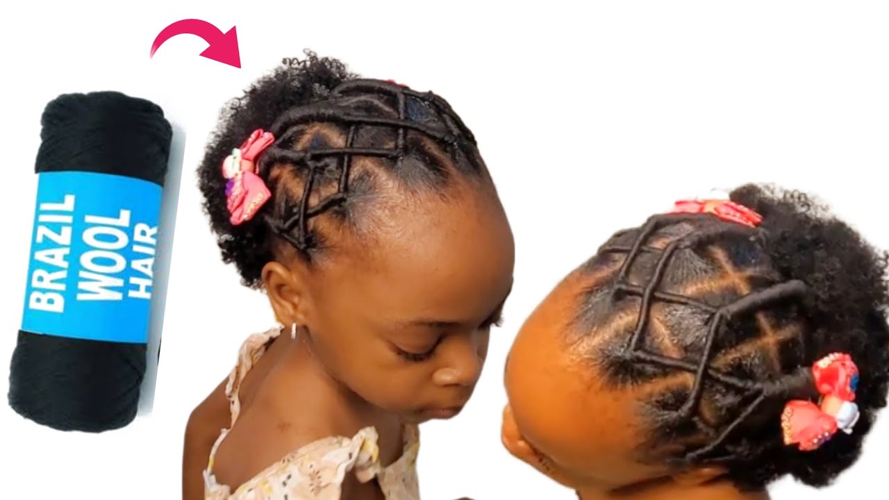 Different Way To Achieve Criss Cross Hairstyle For Kids (Using Brazilian Wool and Kinky)