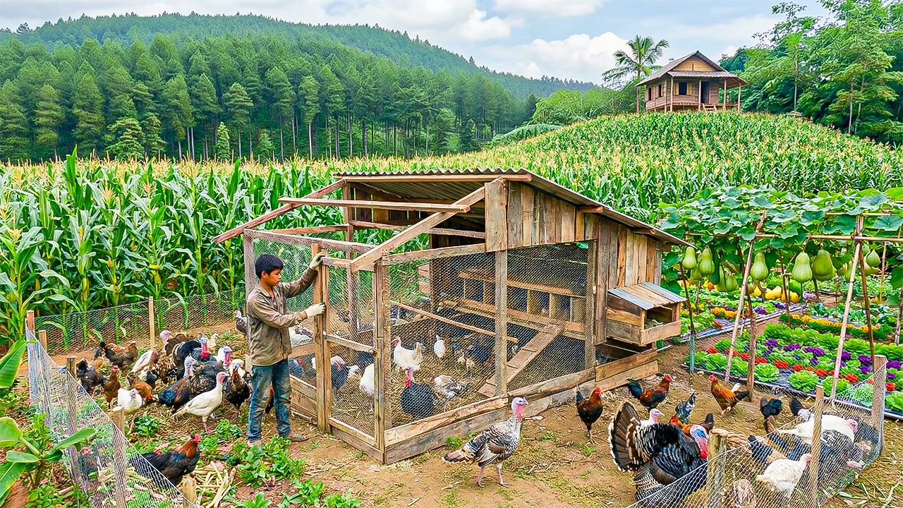 Living Off-Grid: Orphan Boy Building a New Turkey Coop After Losing His Livestock