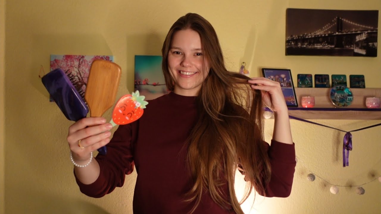 ASMR Hair Brushing, Flipping & Hair Over Face (Soft Spoken Whispering)
