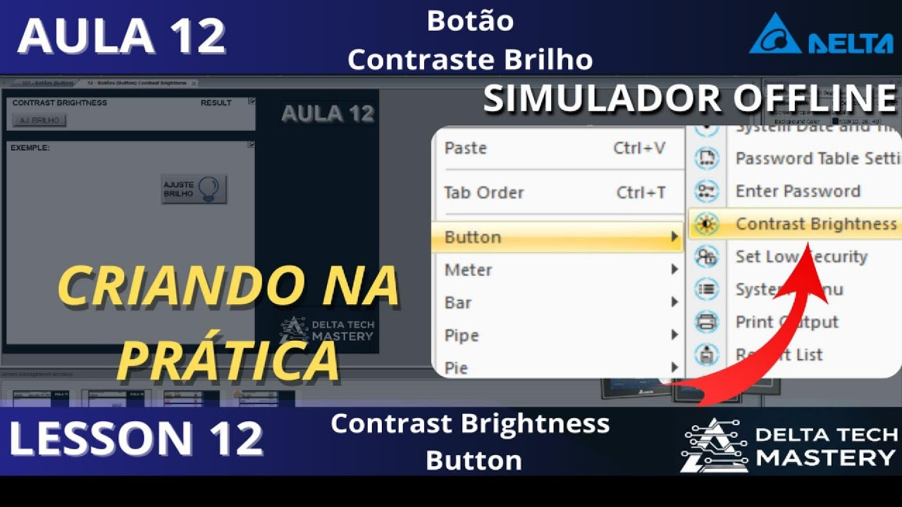 Aula 12: Botão Contrast Brightness na IHM Delta DOP-100 — Como ajustar brilho com um botão!