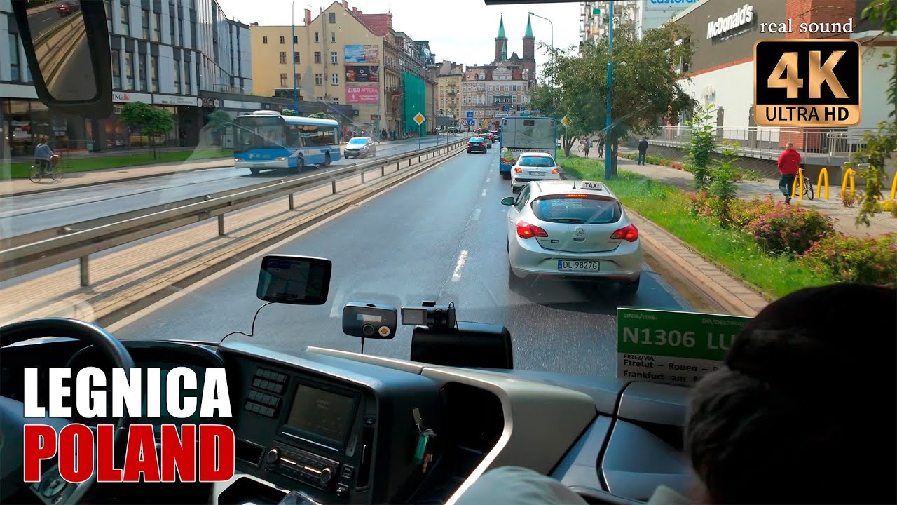 Проезд на автобусе FlixBus через польский городок Легница. Сравните дороги Польши и Беларуси.