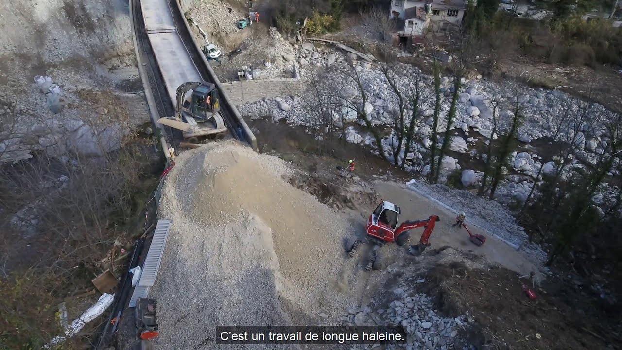 SNCF Réseau en Vallée de la Roya - Consolidation de la voie ferrée à Saint-Dalmas-de-Tende