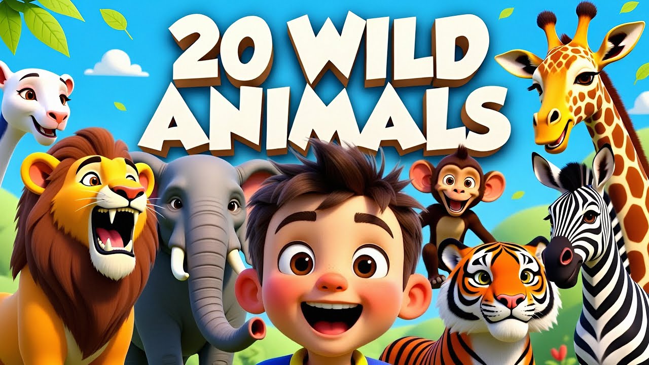 20 Wild Animals for Kids 🐘🦒 | Learn Animal Names | Educational Video