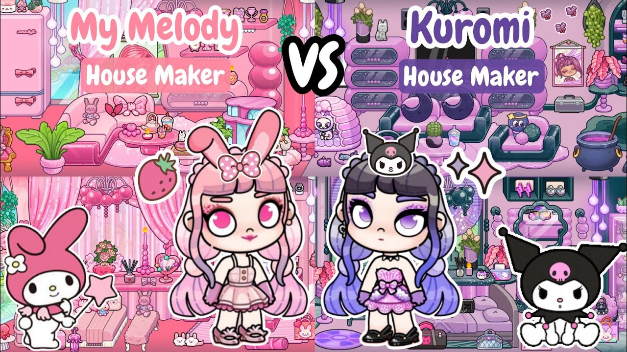 Avatar World Free My Melody 💕 против Kuromi 💜 Bubble Glam House Maker | Pazu | Идеи для дома в Av...