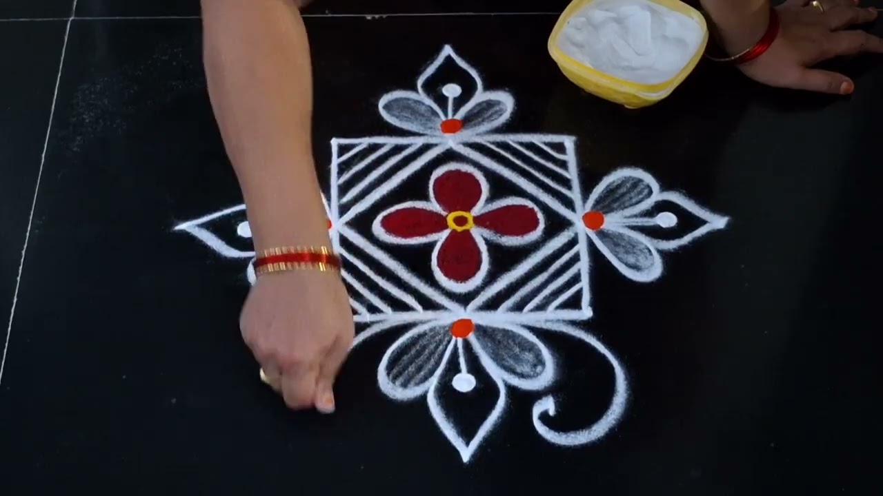Daily use rangoli 🌹 simple side border rangoli design 🌹 daily muggulu 🌹 small beautiful kolam 