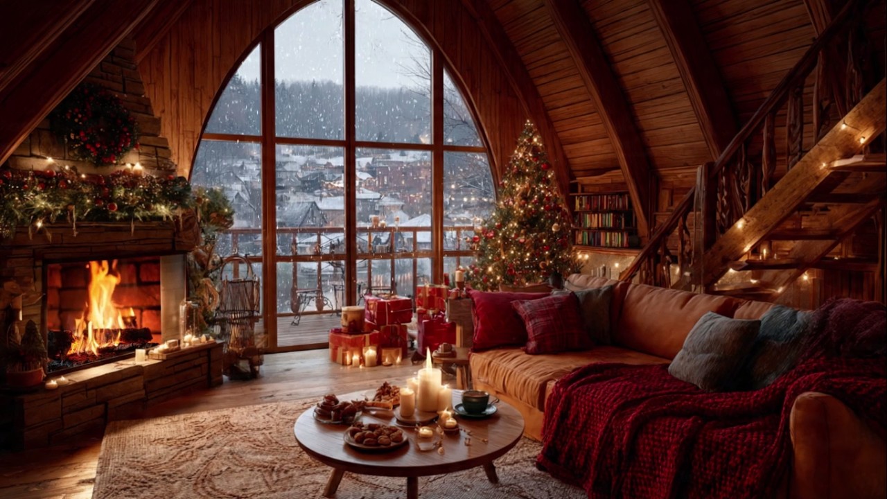 Old Time Christmas Jazz with Fireplace Ambience | Nostalgic Cozy Winter Night